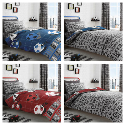 Bedlam Kids Kinder Fußball Soccer Thema Bettdecke Quilt Cover Set - BLAU ODER ROT