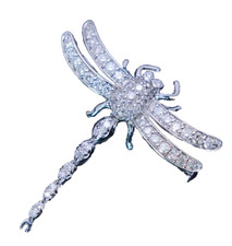 1.53ct Natural Round Diamond 14k Solid White Gold Wedding Dragonfly Brooch Pin
