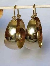 Round Plain Wide Hoop Earrings Gift For Her in 14K Yellow Gold Plated 925 Silver