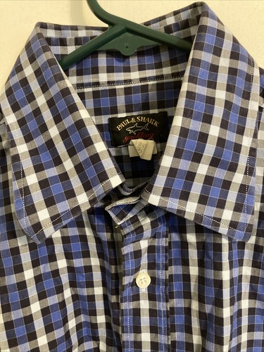 Paul & Shark Yachting Men's Shirt Large Blue Check Button Up #882 - Picture 4 of 9