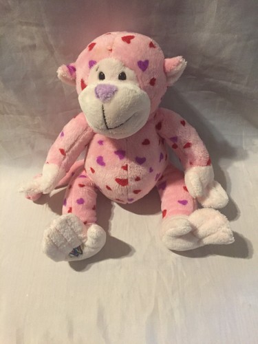 Ganz Webkinz Pink Heart Print Love Monkey Plush Animal Beanbag Toy No ...