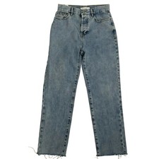 PacSun Jeans High Rise Straight Denim Blue Jeans Button Fly Frayed Hem Light 25
