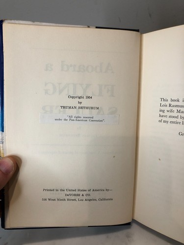 1954 Aboard a Flying Saucer by Truman Bethurum 1st Edition - SIGNED HCDJ - Imagen 6 de 12