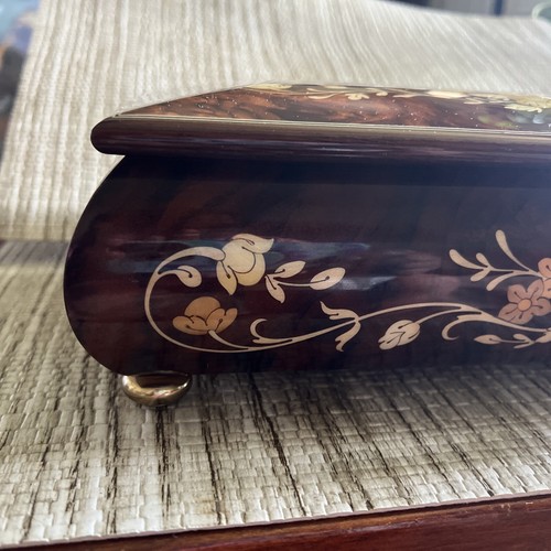 Sorento Italy Handcrafted Musical Wood Inlay Music Jewelry Trinket Box & Key Big - Picture 5 of 18