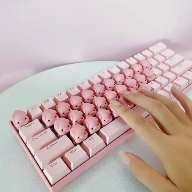 Cute Pink Pig Mechanical Keyboard Pig Keycaps Collection Keyboard Gift - Image 4 of 4