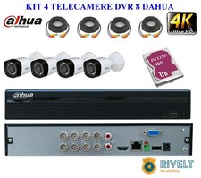 Kit Xvr 8 canali 5 MP Dahua 4 Telecamere 4 MP HARD DISK 1 TERA 4 CAVI 30 MT p2p