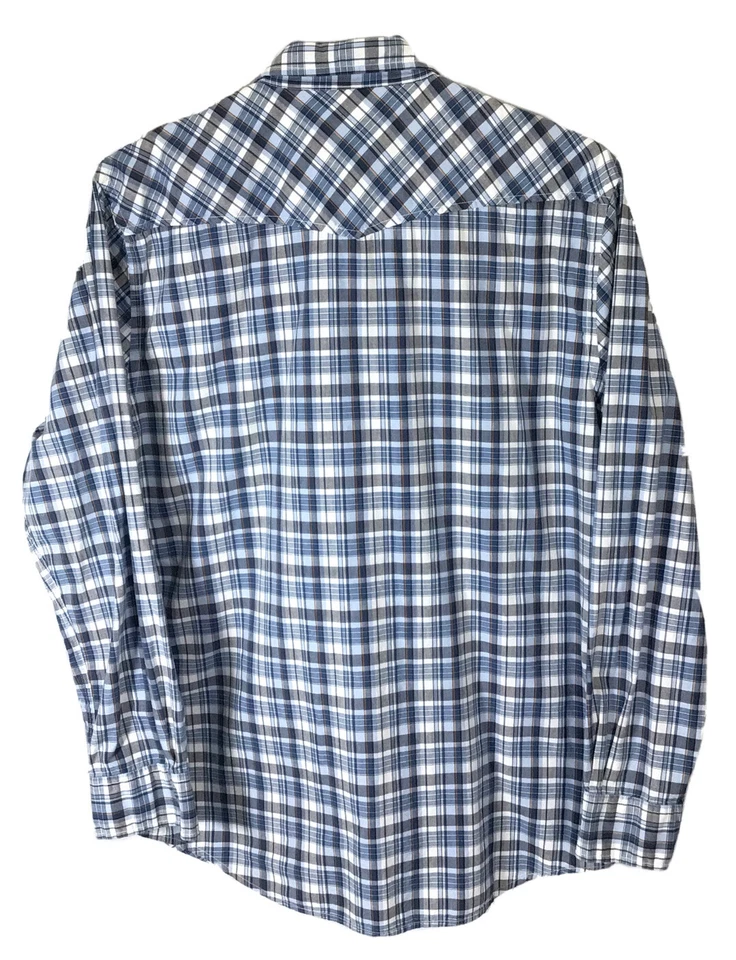 Camisa Vaquera Bullhead Western Para Hombre 2XL Algodón Cuadros Manga Larga Perla A Presión Foto 3 de 4