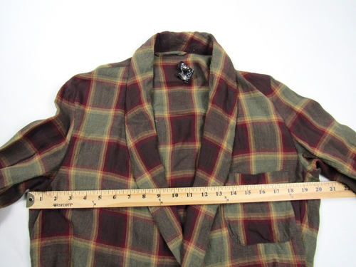 Vtg 1950's 60's Rayon Plaid Robe W/ Belt 50s Hollywood VLV Mod Loungewear Shadow - Picture 4 of 13