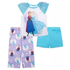 Disney Frozen Anna and Elsa Sisterly Love Girl's 3-Piece Satinet Pajama Set
