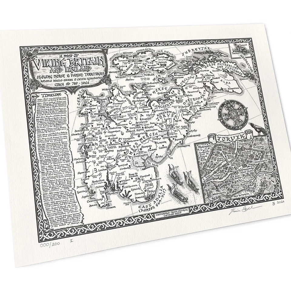 Viking Britain Map - Fine Art by Manuscript Maps - Image 2 of 4