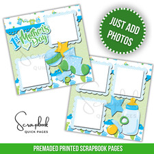 Mother's Day Baby Boy Scrapbook Pages PRINTED Premade Scrapbook Quick Pages 159