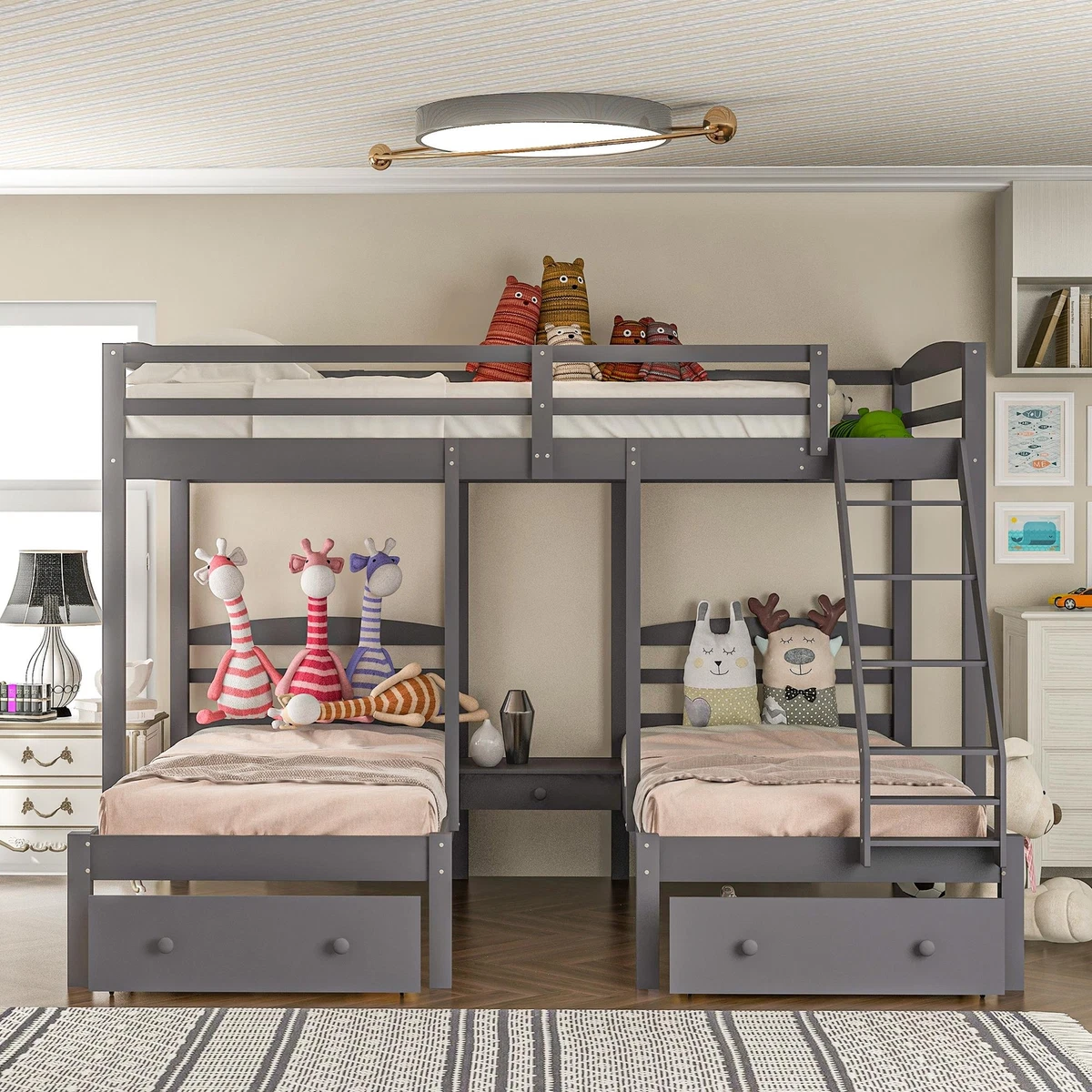 Bunk bed with clearance three beds