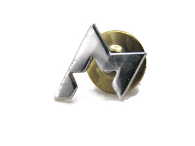 Vintage Abstract M Mountain Logo Lapel Pin Silver Tone Metal Geometric Tie Tack