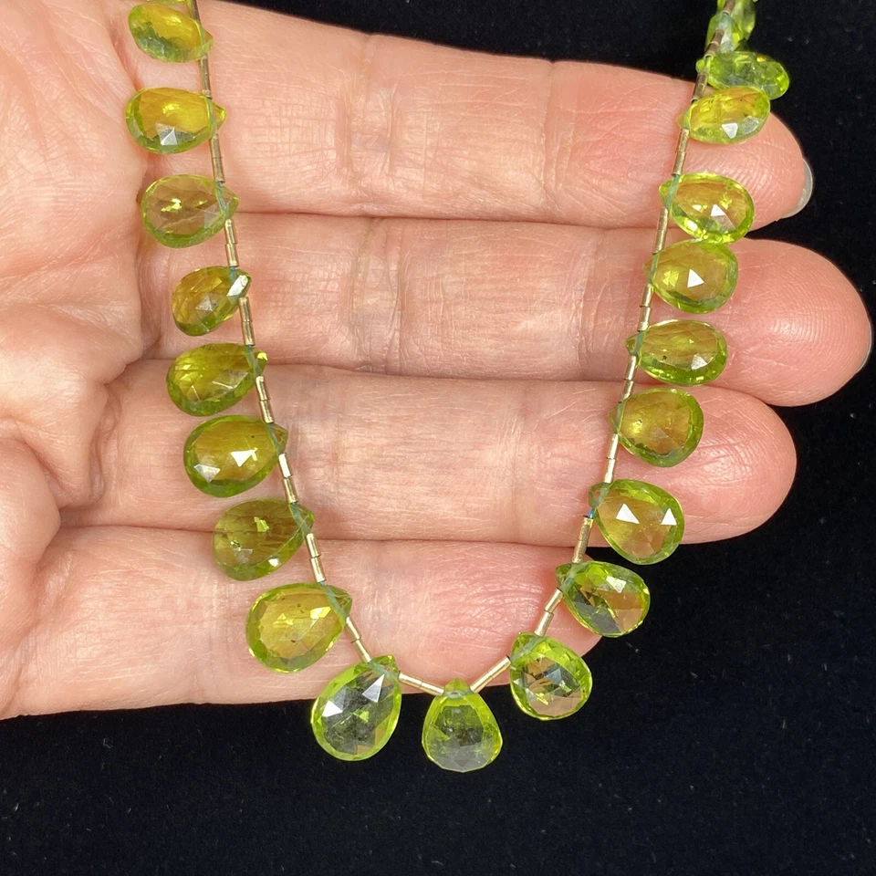 复古 Peridot Briolette 项链 Estate 精美珠宝 二手 14K 黄金 — 第 2/4 张图片