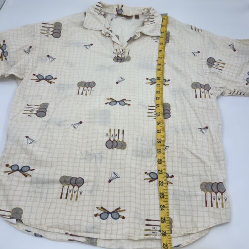 Vintage 80's Ruff Hewn USA Badminton Racquet Sports Graphic Men's Shirt ~ Medium - Picture 4 of 8