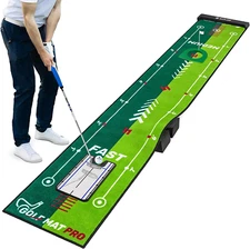 Two-Speed Golf Putting Practice Mat with Putting Alignment Mirror, 20 in X 10 Ft