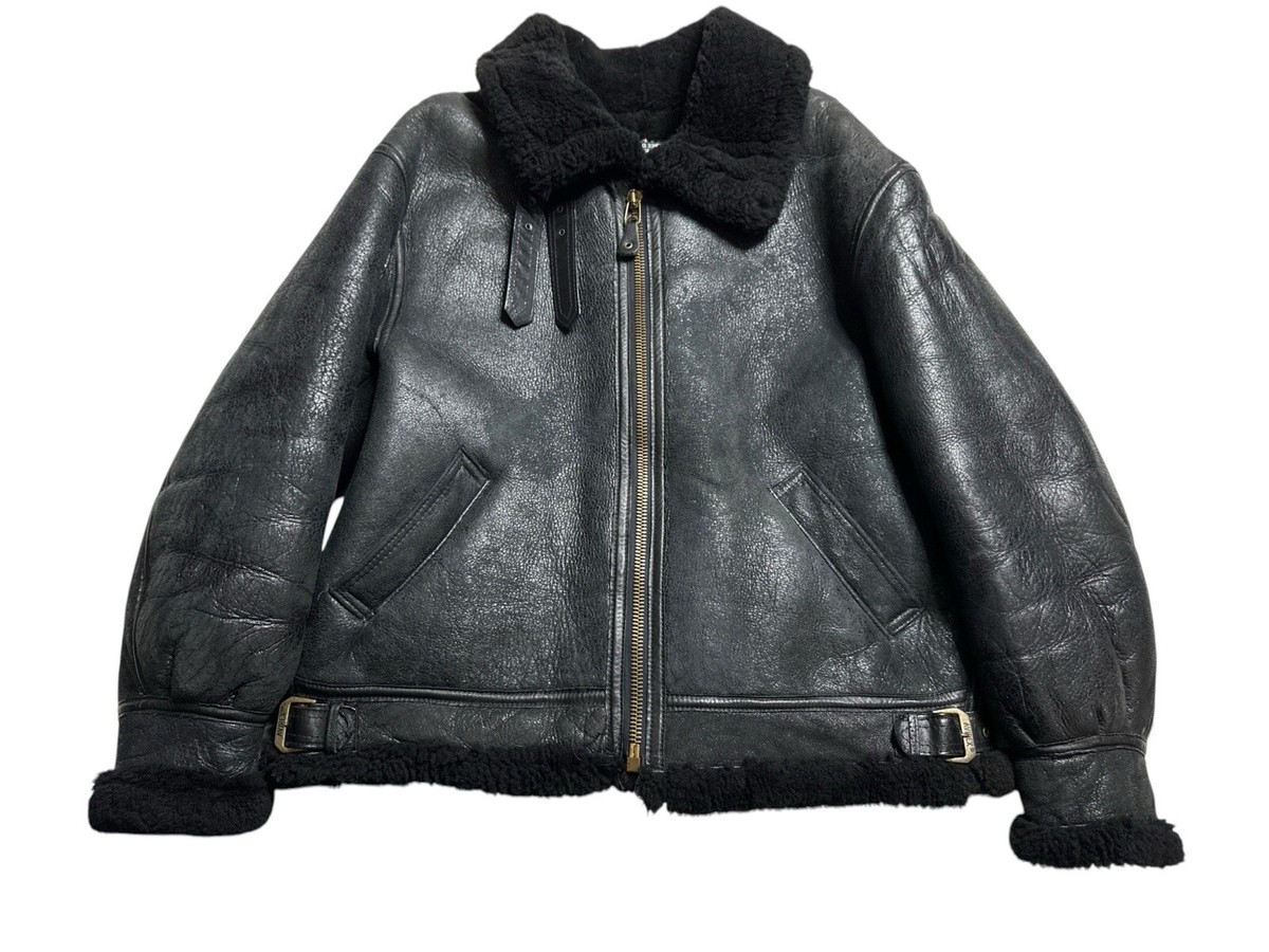 AVIREX Type B-3 Sheepskin Flight Mouton Leather Jacket Black AVIREX Type B-3 Sheepskin Flight Mouton Leather Jacket Black