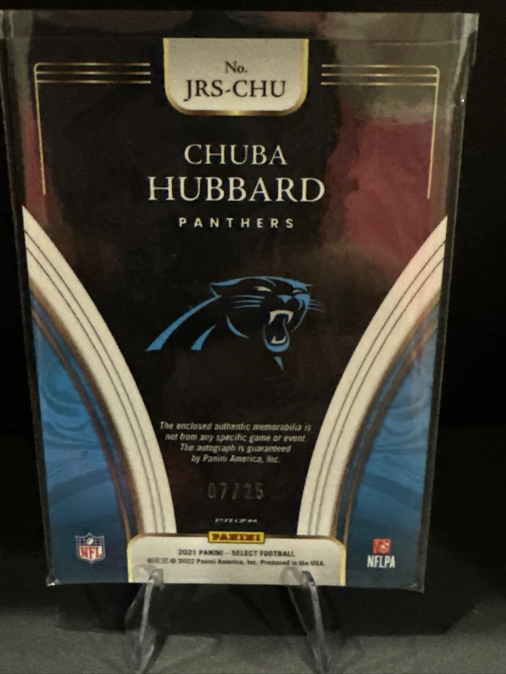 2021 Panini Select - Rookie  Prizm #JRS-CHU Chuba Hubbard /99 (AU, MEM, RC) - Image 2 of 2