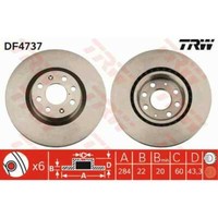 Trw 2X Bremsscheibe Vorne 284 BelüFtet FüR Opel Adam M13 Corsa E X15 S07