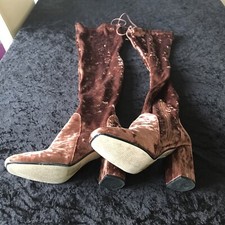 RIVER ISLAND OVER THE KNEE LADIES BOOTS ORANGE DARK SIZE UK 4 LENGTH OF BOOT 26”