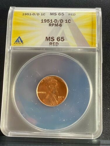 1951 D/D RPM-006, Lincoln, ANACS, MS65 Red, *Difficult Certified Variety* (HA)