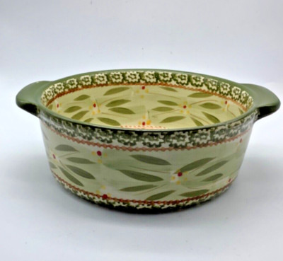 TEMP-TATIONS by Tara OLD WORLD GREEN 1.5 qt Round Baker Tab Handles, 7.75  x 3 