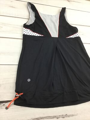 LULULEMON Women s Ta Ta Topper Tank Yoga Gym Run Black Dot Mod Sz 10 *no tag