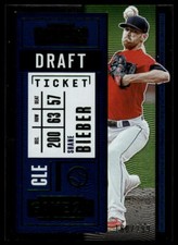 2020 Panini Contenders #34 Shane Bieber Draft Ticket Green /299