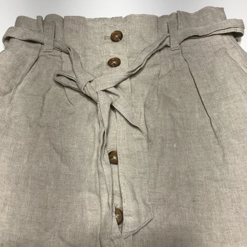 LOGG by H&M Skirt Womens Size 4 100% Cotton Tan Paper Bag  Waist Front Button
