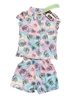 NWT Girls Pajamas Baby Yoda 4/5 Short Sleeve XS Lego Star Wars Gift Grogu PJs