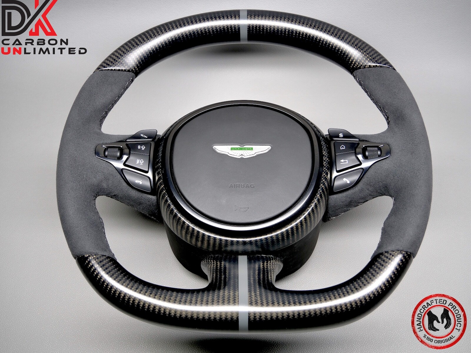 Aston Martin DBS Vantage DB11 8mm Gray Ring Satin Matte Carbon Steering Wheel v4