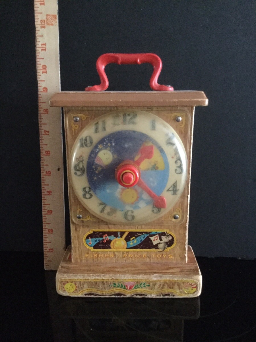 Vintage Fisher Price Teaching Clock 1964 Music Box Musical Toy