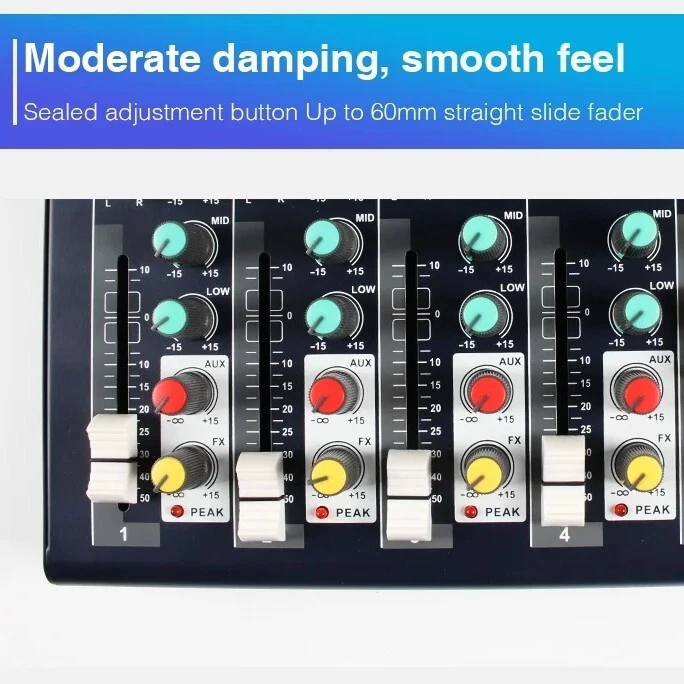 JIY 7 Channel Audio Mixer Bluetooth 48V Sound Console DJ Stereo Record LCD USB - Image 4 of 4