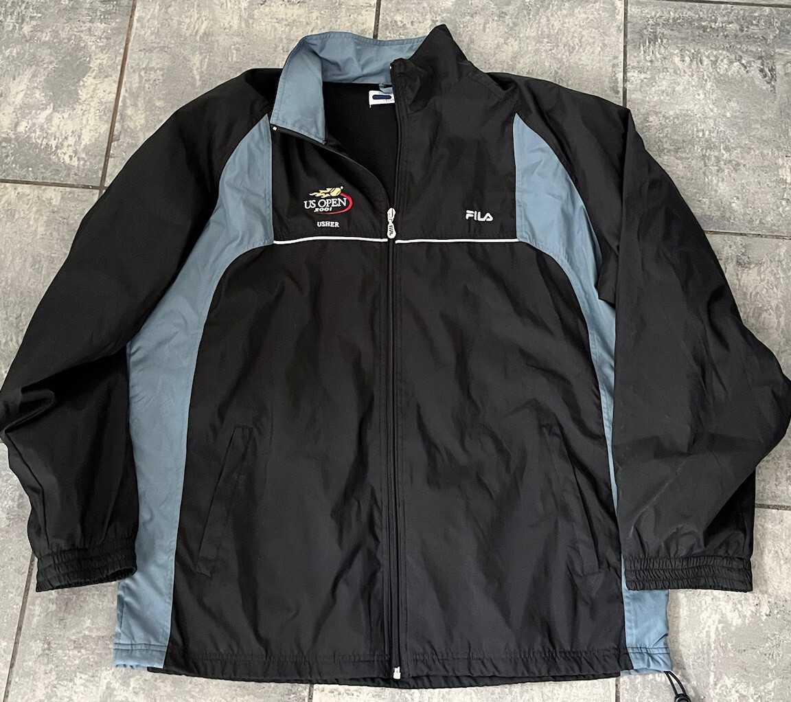 US OPEN Tennis 2001 Fila giacca frangivento ufficiale USHER extra large logo xl