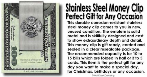 FIRE FIGHTER Stainless Steel MONEY CLIP Firefighter Rescue FIREMAN Cross Hero P' - Picture 4 of 15