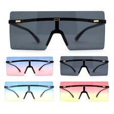Retro Oversize Rimless Rectangle Shield Sunglasses