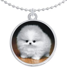 Fluffy Dog Round Pendant Necklace Beautiful Fashion Jewelry