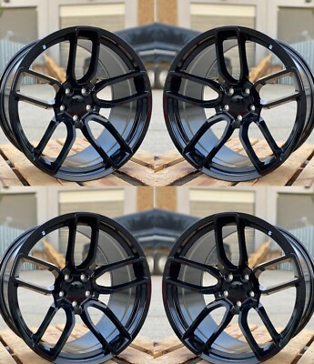 20x11 +0 5x115 FOR Dodge Hellcat Challenger Charger SRT Widebody GLOSS BLACK SET