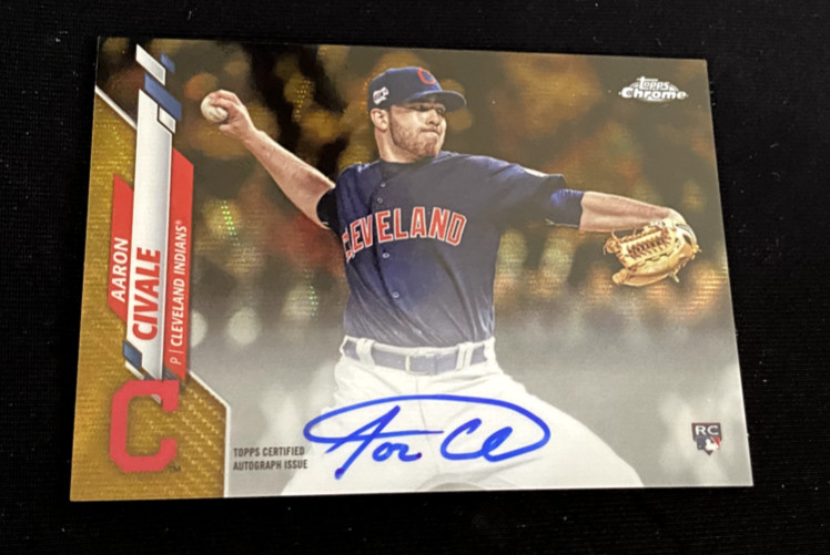 2020 TOPPS CHROME AARON CIVALE AUTO 45/50 GOLD SHIMMER REFRACTOR RC GUARDIANS