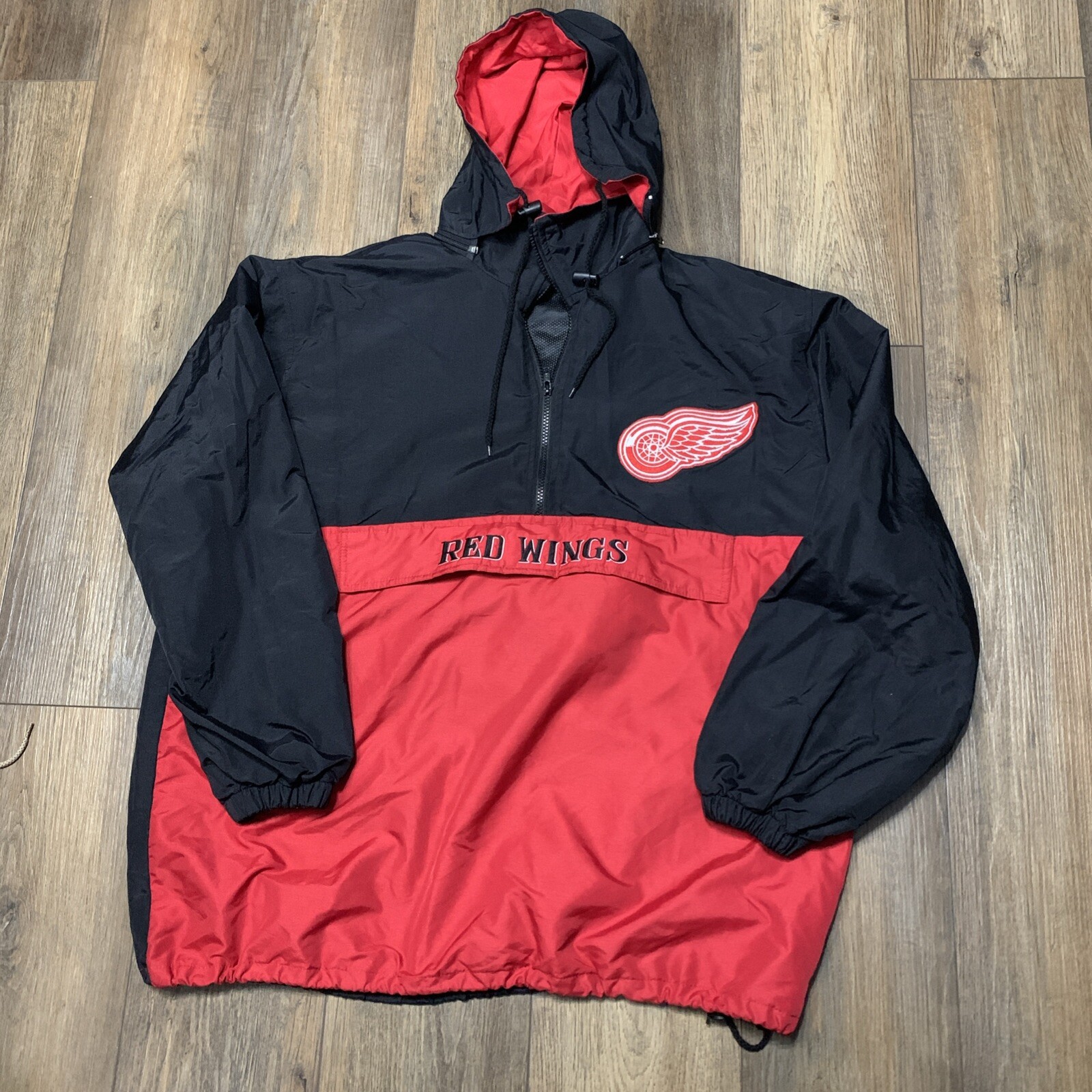 Detroit Red Wings 1/4 Zip Hooded Pullover Jacket Mens One Size Hockey