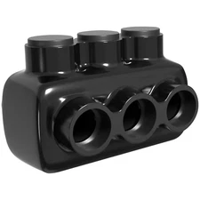 OHLECTRIC Single Side Entry - 3 Port - 3/0-6 AWG - Black Insulated Connector 