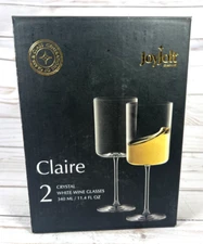 Claire Crystal White Wine Glasses 11.4oz JoyJolt Glassware Clear (Set of 2)