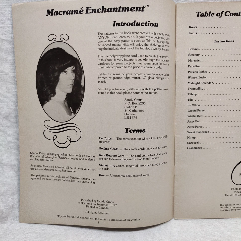 Редкий Винтажный 1977 MACRAME ENCHANTMENT ОТКРЫТЫЙ Дизайн Узел Проекты От Sandy Crafts - Изображение 2 из 4