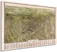 HISTORIX Vintage 1909 Map of Los Angeles California with Index