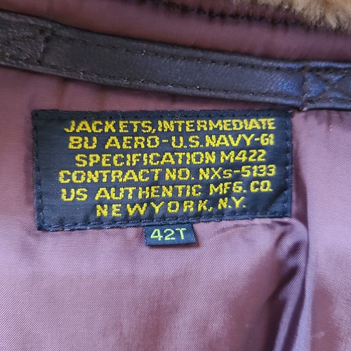 VTG G-1 Flight Aviator Bomber Shearling Mouton Collar Leather Jacket 42T Repro - Picture 8 of 9