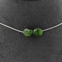 Steine Und MinéRaux. Halskette 2 Perlen Diopsid Du Brasilien Kette Stahl Nirosta