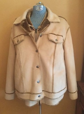 Women s Saks 5th Ave Real Clothes Salon Z Jacket Vest Set Faux Fur Brown 18