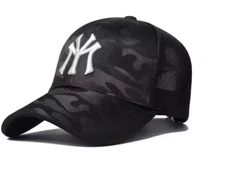 New Black White New York NY Camo Baseball Hat Sport Cap Camouflage Mesh Trucker