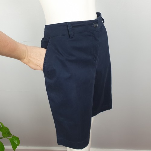Bermudas informales Jacqui E talla 14 algodón azul marino bolsillos longitud corta - Imagen 5 de 8