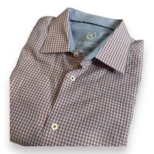 Bugatchi Uomo Multi Color Check Flip Cuff Button Down Dress Shirt Men 16.5 34/35